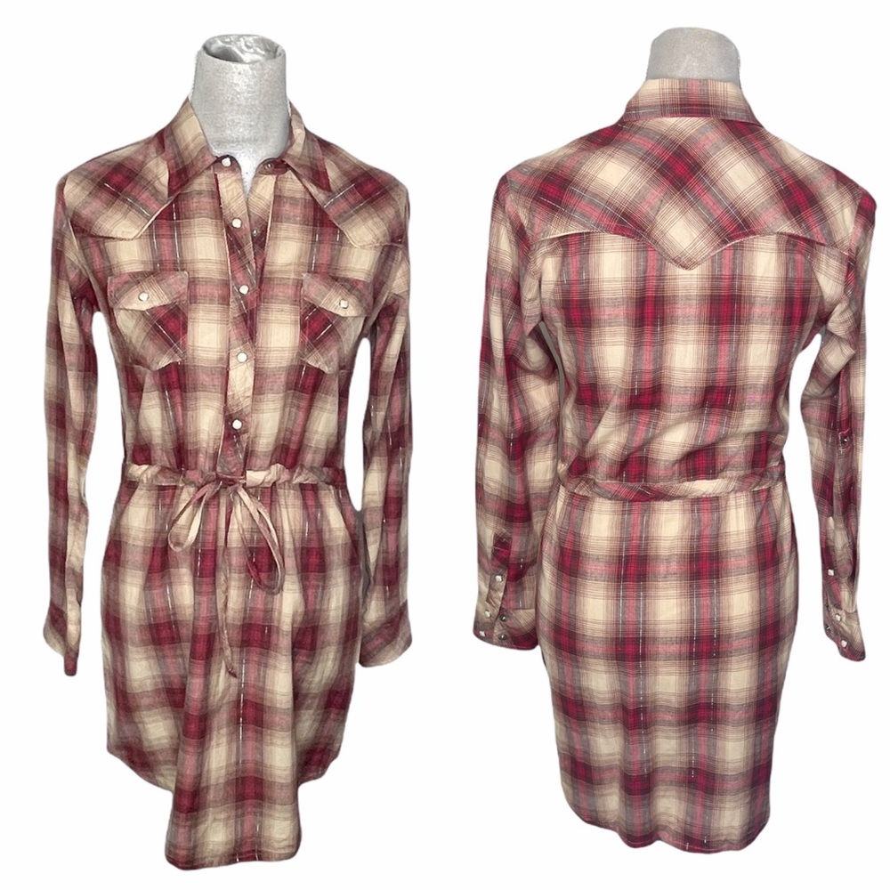 Panhandle Slim Plaid Western Shirtdress Tunic S